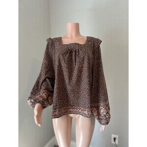 Savanna Jane Sz Large Bell Embroidered Top Prairie Boho Hippie comfy Summer #93